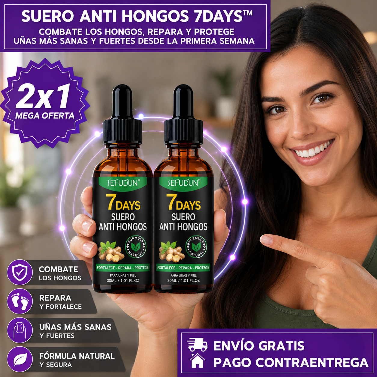 2x1 SUERO ANTI HONGOS 7DAYS™: Recupera el Aspecto Saludable de tus Uñas