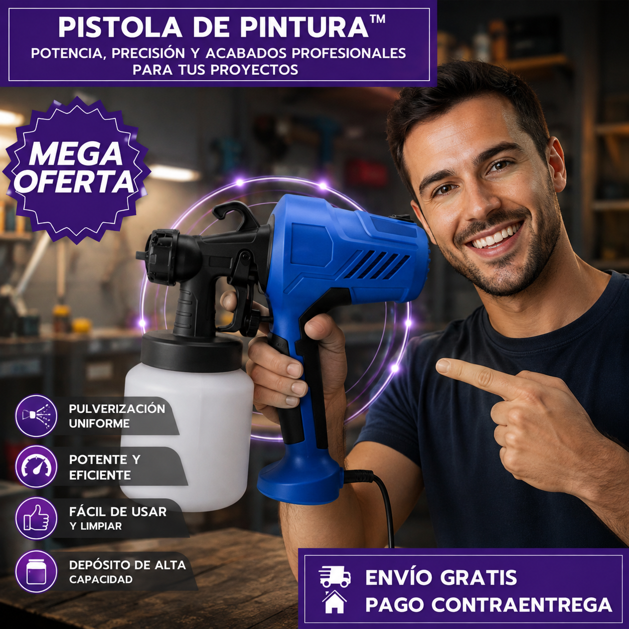 PISTOLA DE PINTURA™ Pulverizador: Pinta Fácilmente con Acabados Profesionales