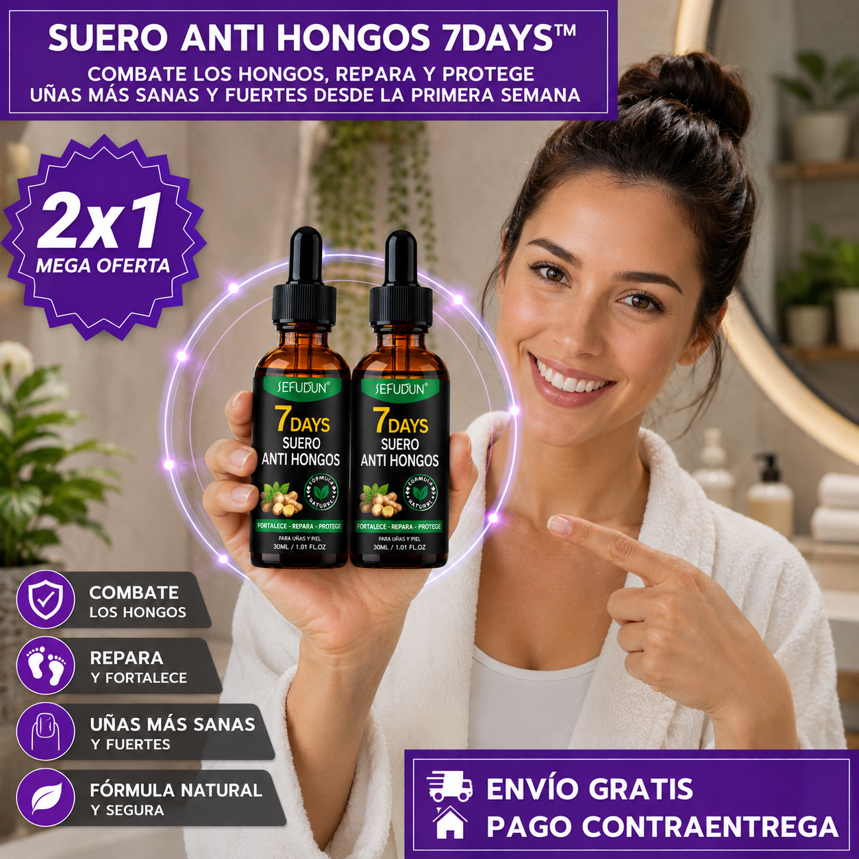 2x1 SUERO ANTI HONGOS 7DAYS™: Recupera el Aspecto Saludable de tus Uñas