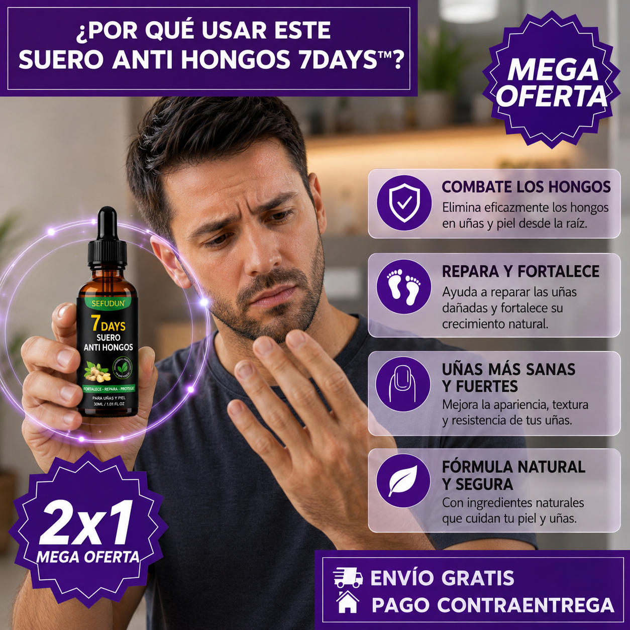 2x1 SUERO ANTI HONGOS 7DAYS™: Recupera el Aspecto Saludable de tus Uñas