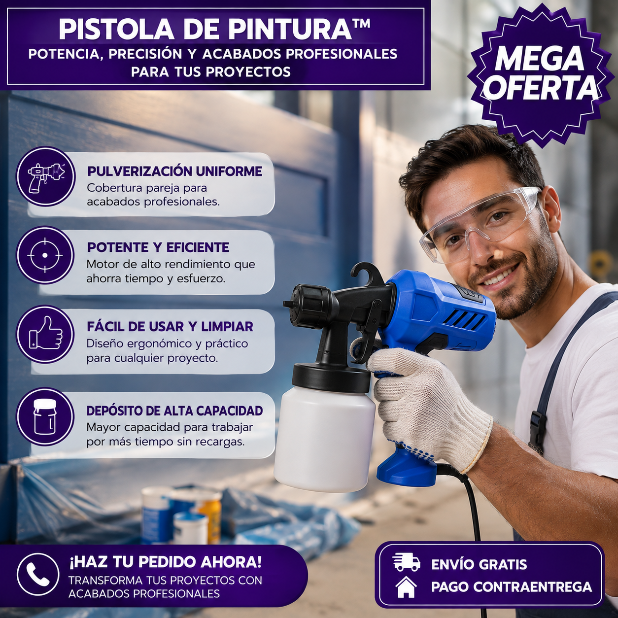 PISTOLA DE PINTURA™ Pulverizador: Pinta Fácilmente con Acabados Profesionales